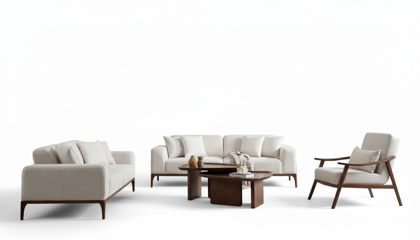 Couch set 2x sofas 3-seater armchair coffee table set white living room