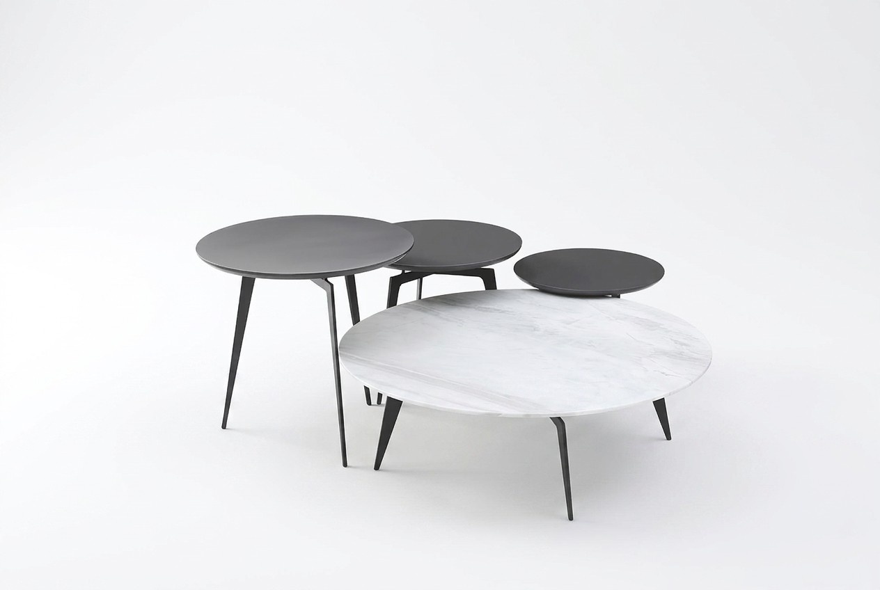 Couch Set 4 Set Side Round Tables Newspaper Designer Marble Table