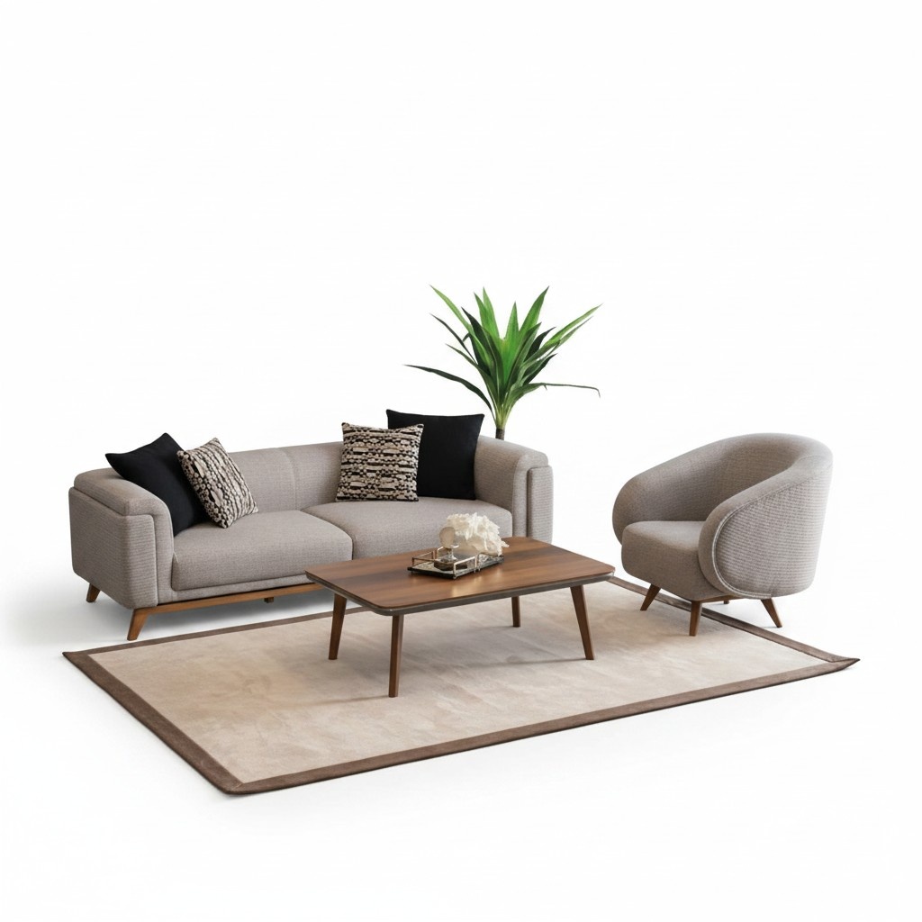 Sofa set 3-seater armchair coffee table upholstered couch fabric sofa