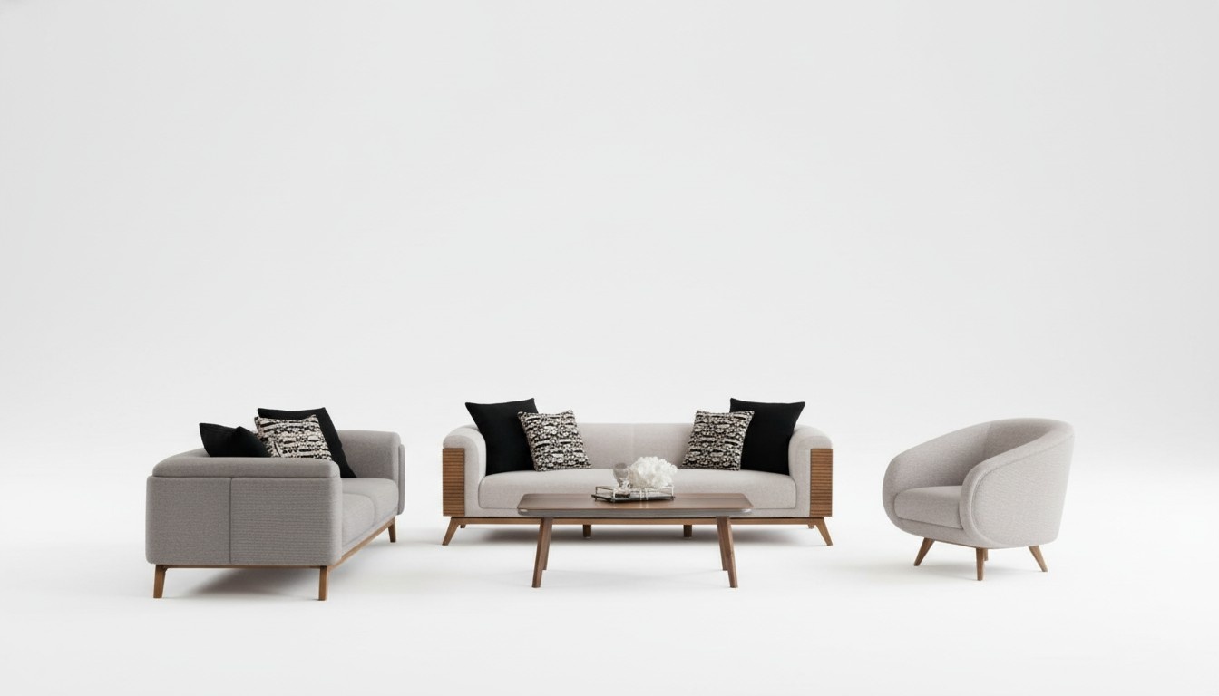 Couch furniture sofa set 2x sofas 3-seater armchair coffee table living room