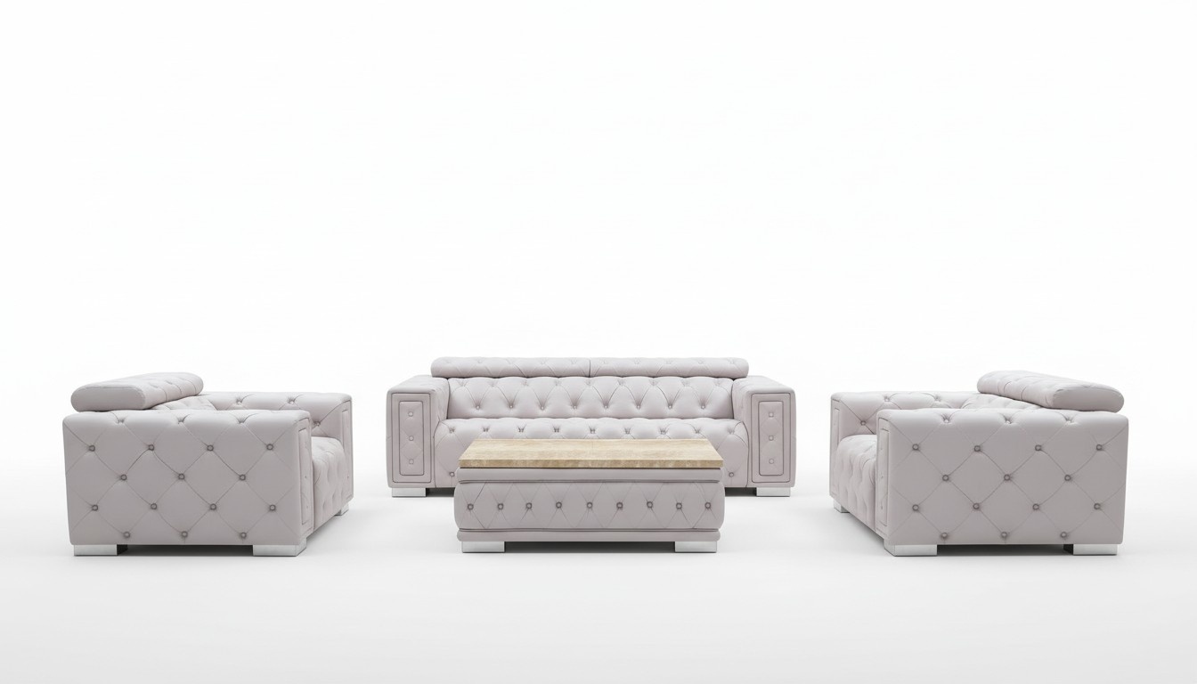 Couch set upholstery leather design Chesterfield sofa set 3+2+1 9914 New