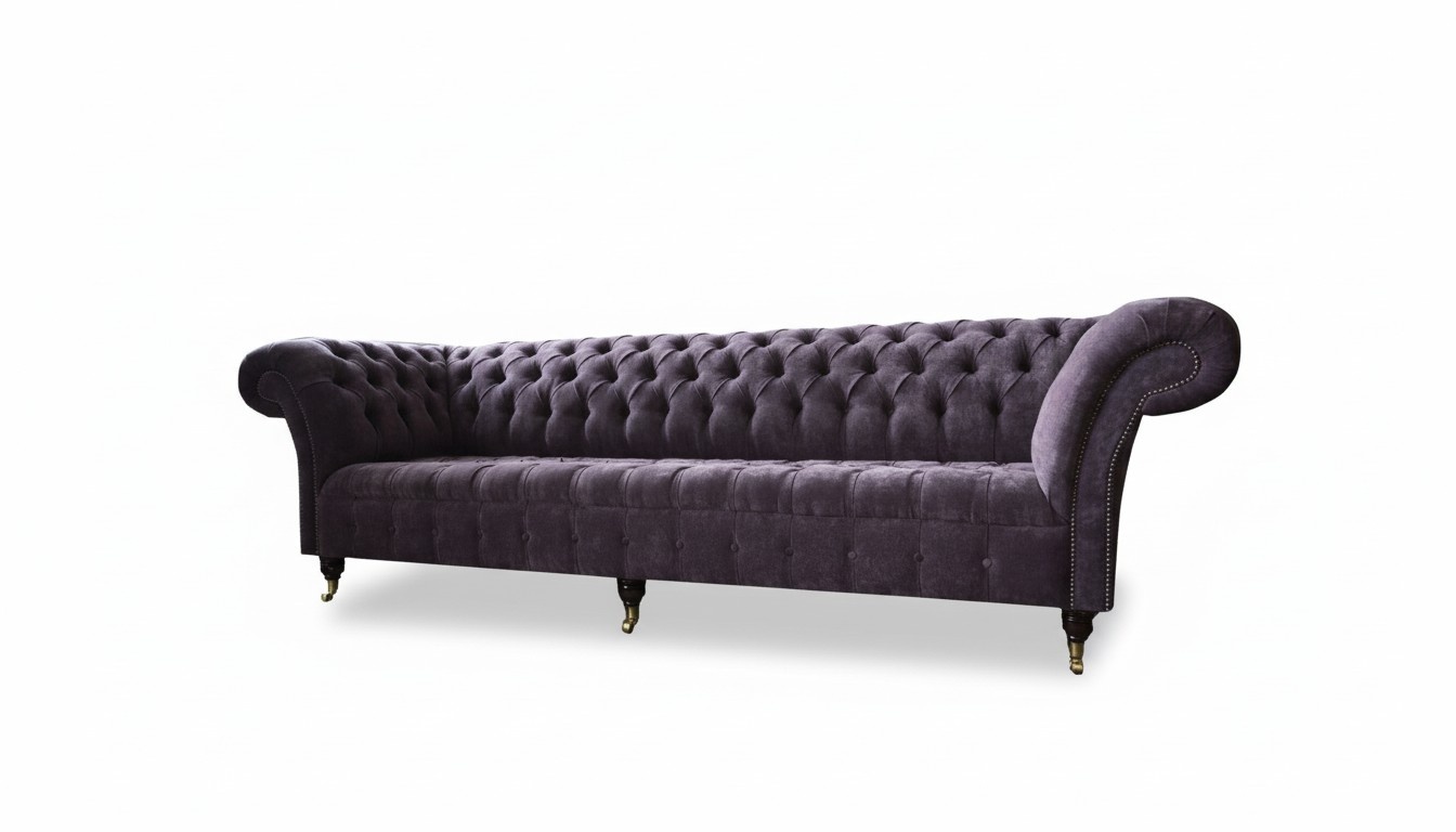 Couch Sofa 4 Seater Design Upholstery Modern Textile Fabric Chesterfield Sofas New