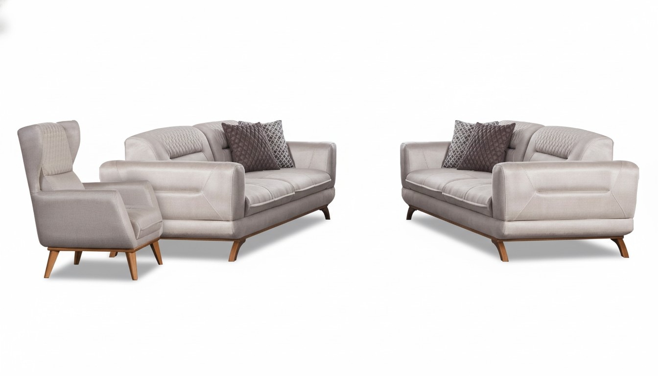 Sofa set 3+3+1 seating gray luxury furniture living room couches