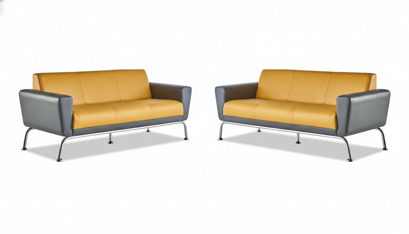 Couch Sofas 3-Seater Yellow Gray Leather Sofas Modern Sofa Set Three-Seater