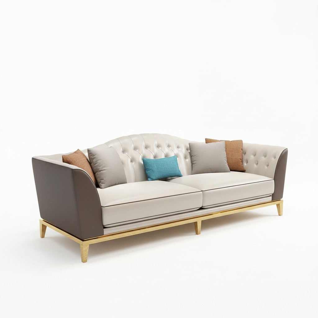 Couch stainless steel leather sofa 311 seater couch set Chesterfield upholstery