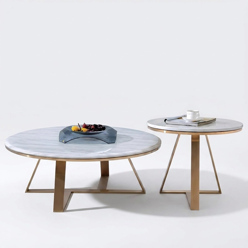 Couch Table Marble Sofa Round Side Table Designer Tables Metal Italian Furniture