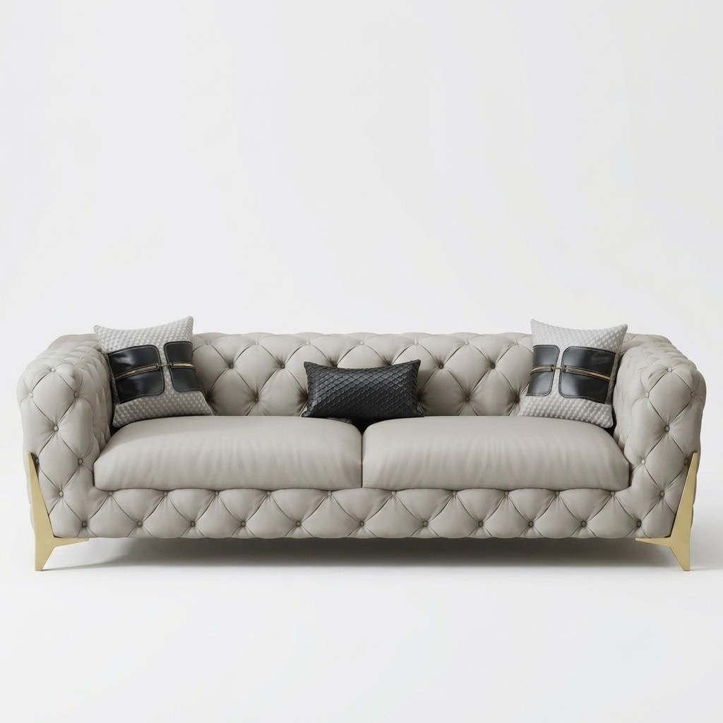 Couch velvet leather living room sofa couches Chesterfield 3-seater three-seater