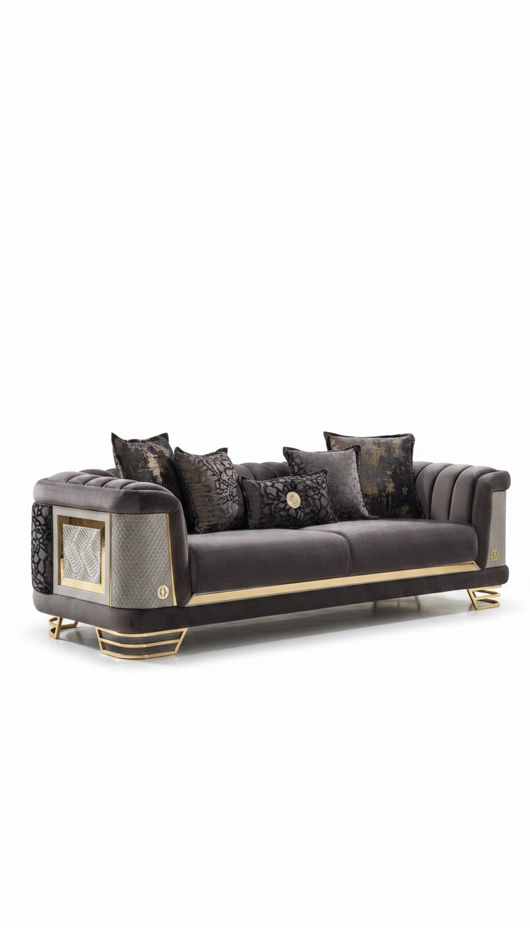 Violet Couch Upholstered Sofa Three-Seater Sofa 3-Seater Fabric Sofa Sofas