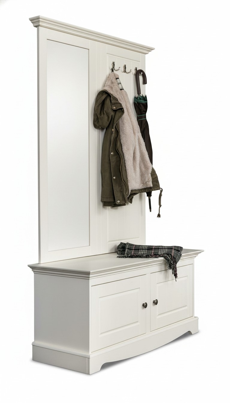 Country Farmers Wardrobe Wood Stand Coat Racks Shoe Cabinet 2pcs Wardrobes