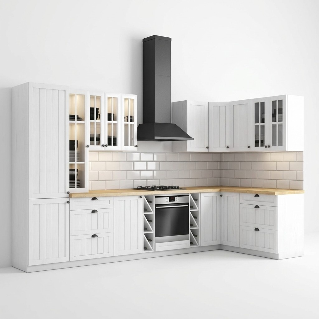Country House Kitchen Row Cabinet Kitchen Base Cabinet Wall Cabinet Furniture Made to Measure