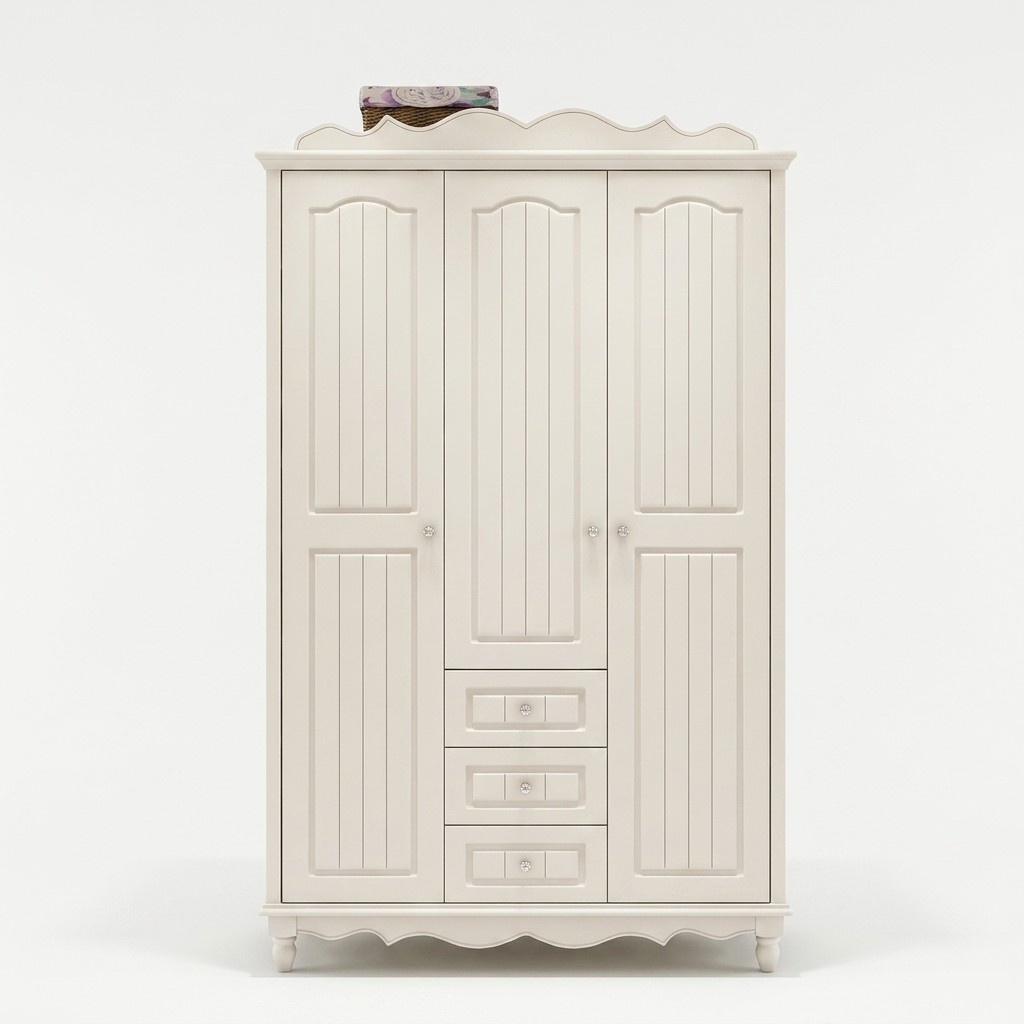 Country Style Furniture Classic Wardrobe Closet Wood Bedroom White