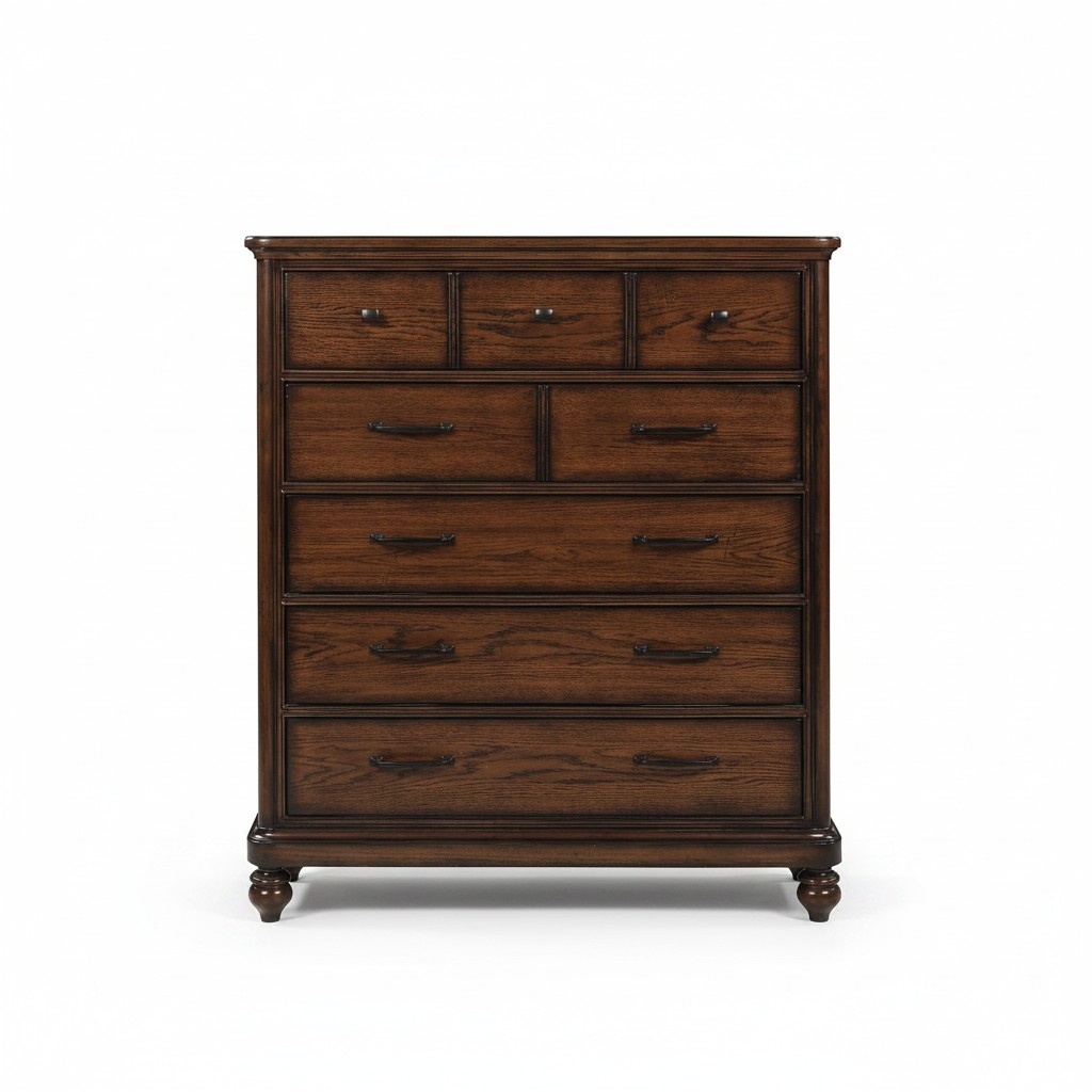 Country Style Furniture High Chest of Drawers Cabinet Designer Cupboards Brown Sideboard New