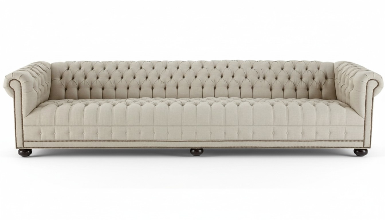 Cream Chesterfield Living Room Four Seater Design Couches Sofa Furniture Fabric Sofas