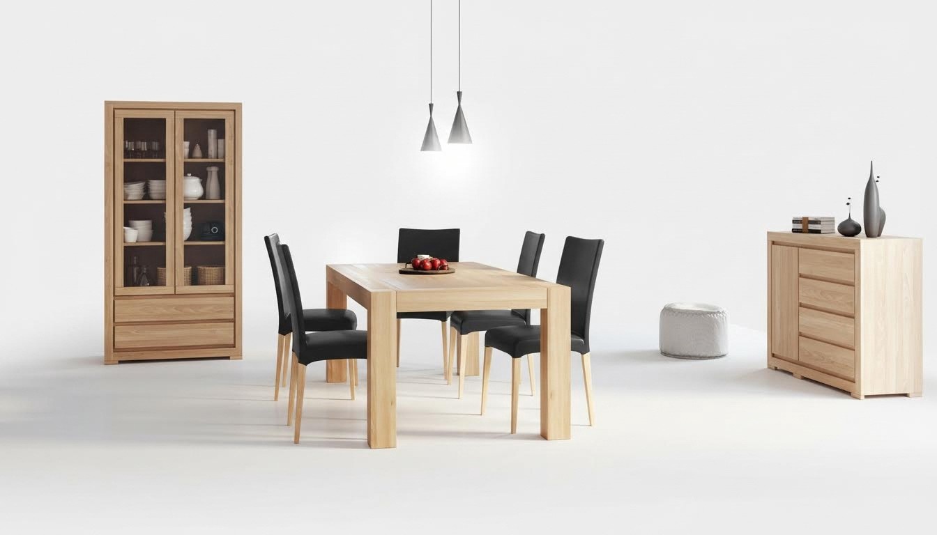 Dining set real wood solid wood table + 6 chairs dining set solid wood