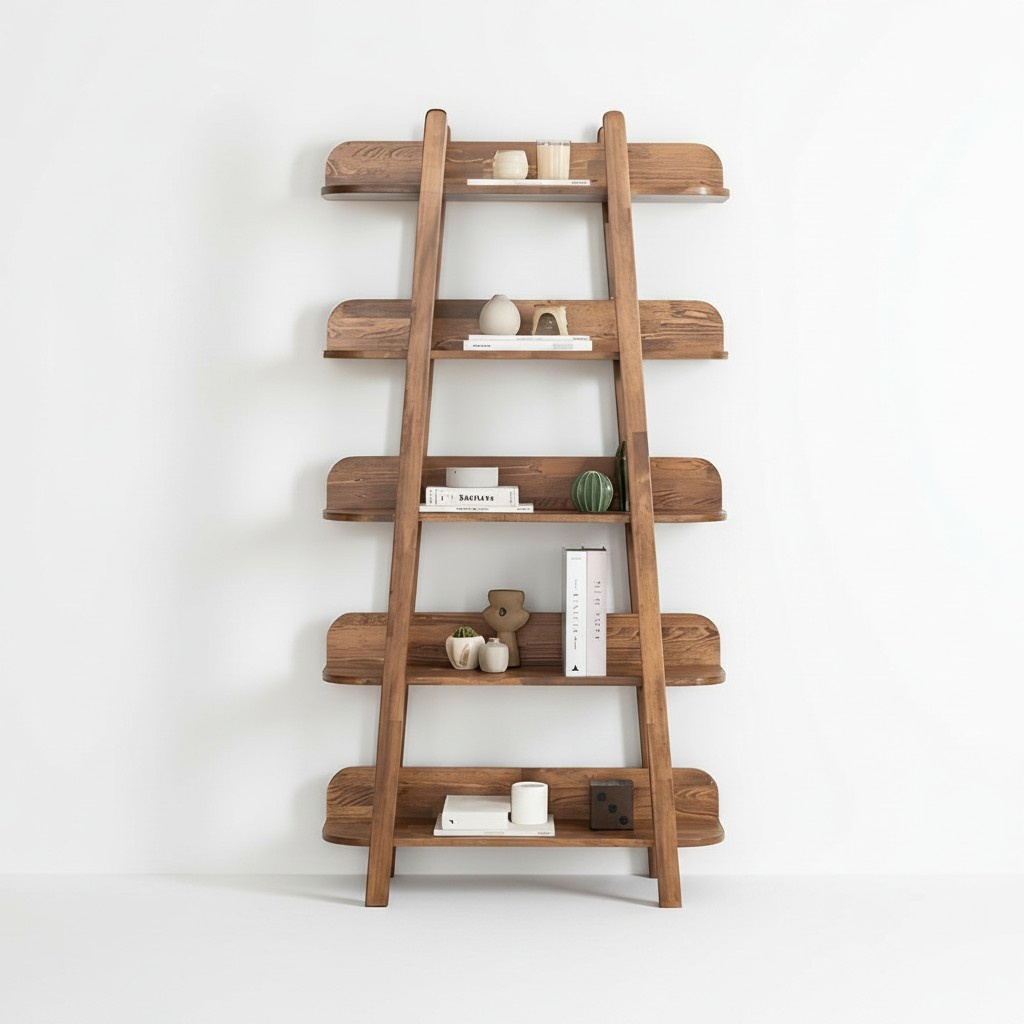 Dark Brown Bookshelf Living Room Designer Wood Furniture Storage Shelves