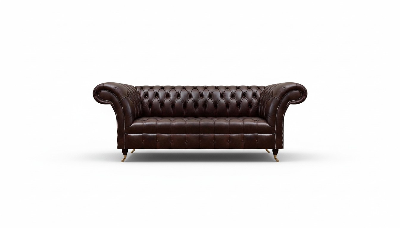 Dark brown three-seater designer living room couch luxurious 3-seater