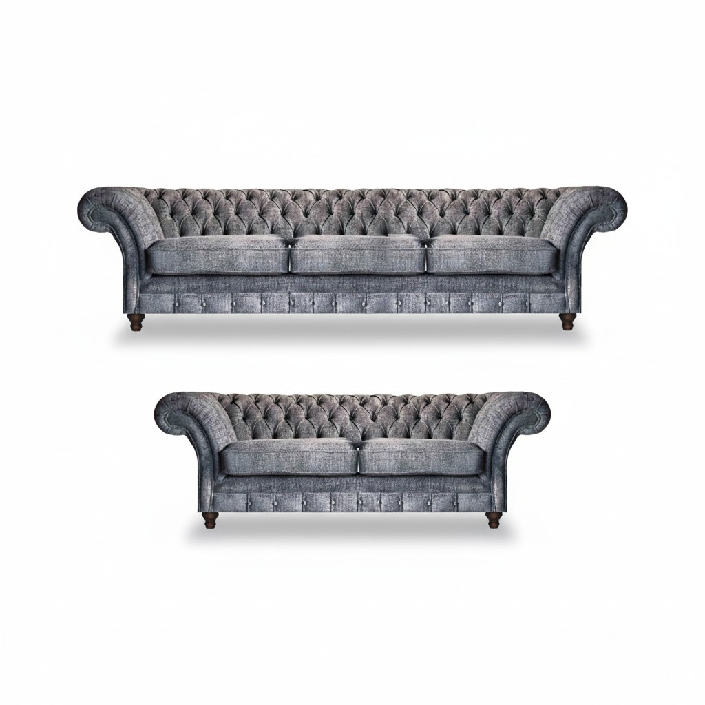 Dark gray Chesterfield sofa set Exclusive three-seater two-seater