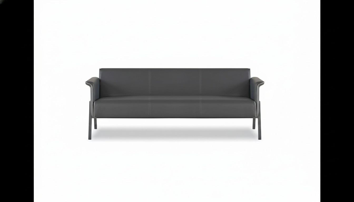 Dark gray designer 3-seater office seating elegant leather furniture