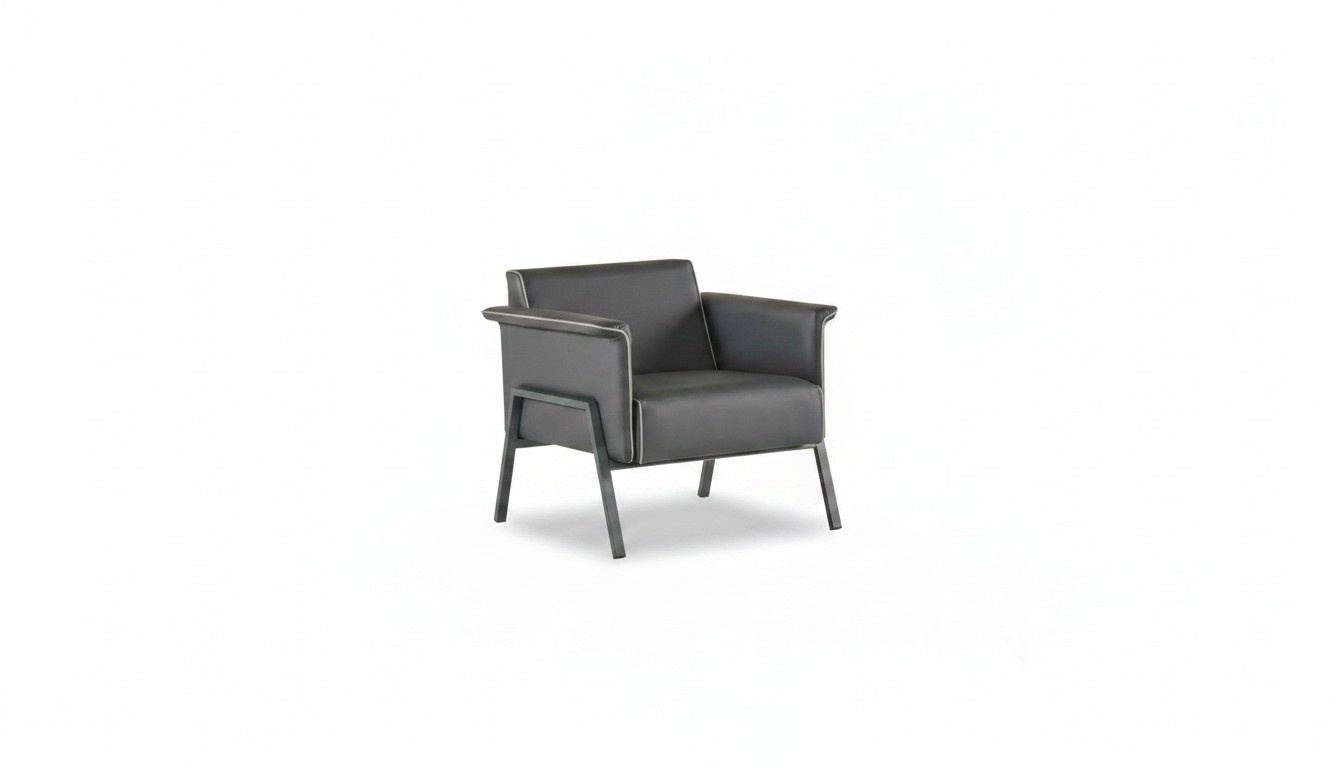 Dark gray single-seater armchair office furniture leather lounge chair
