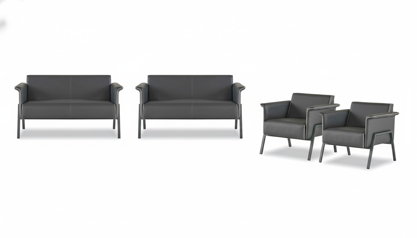 Dark gray home office set 2x fabric armchairs 2x two-seater furniture