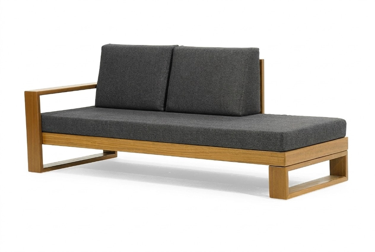 Dark gray three-seater luxurious bench terrace seating wooden frame