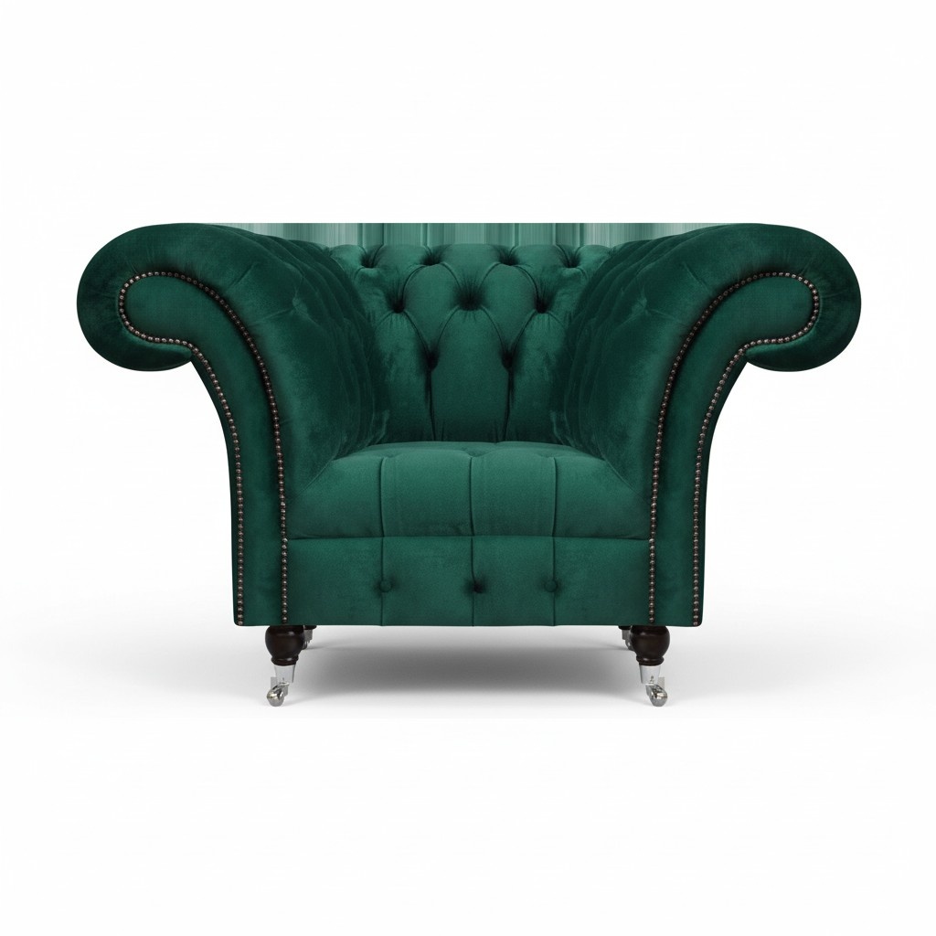 Dark green Chesterfield armchair living room seating luxury single seat