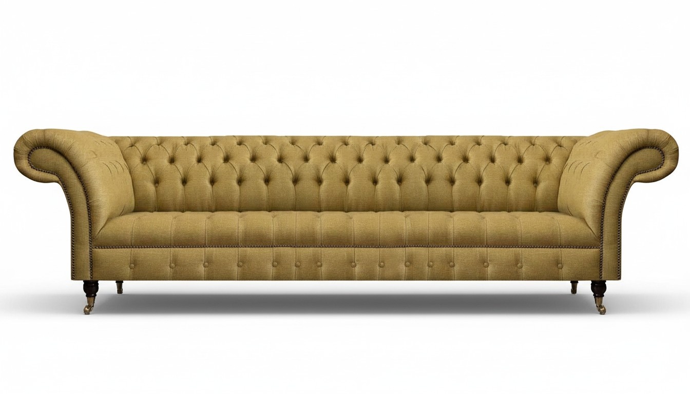 Dark yellow Chesterfield sofa designer four-seater elegant upholstered sofas