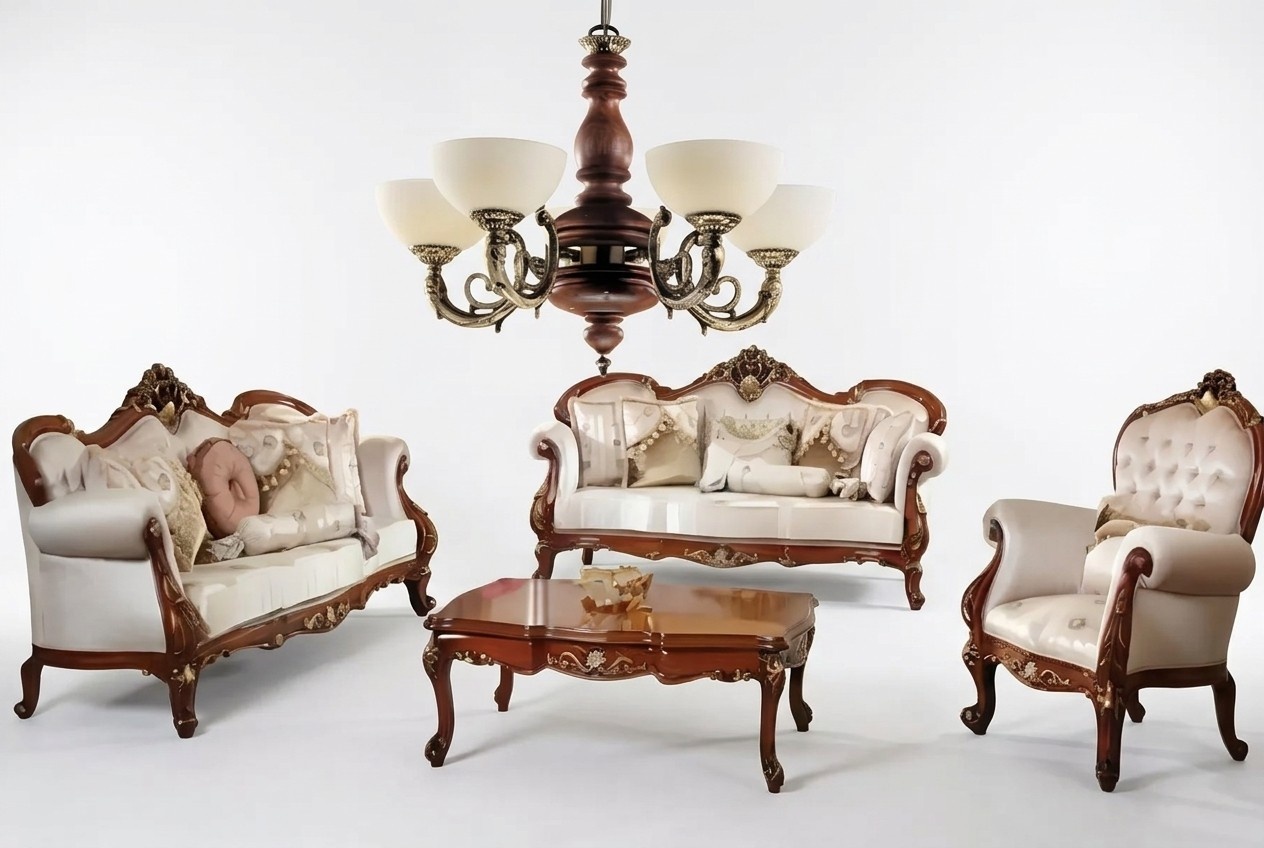 Chandelier ceiling lamp light brown classic