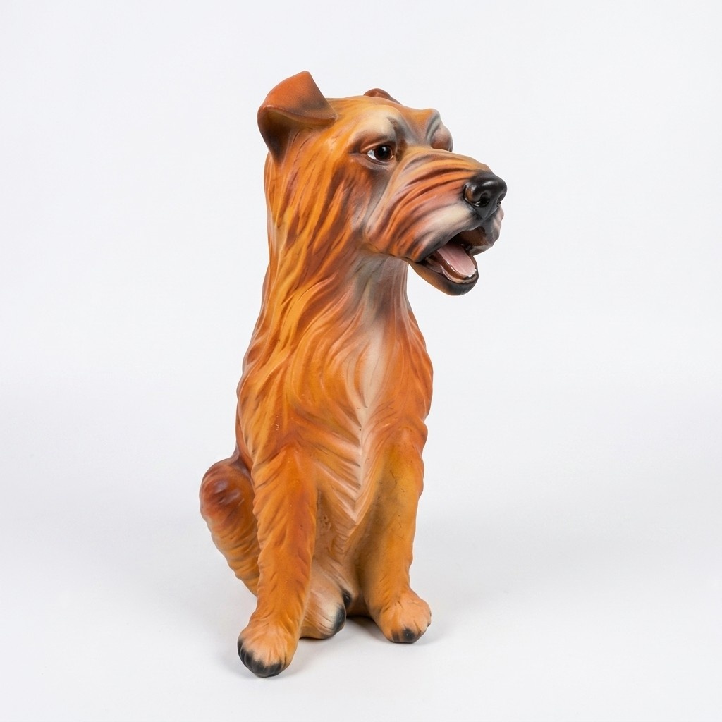 Matte brown colored decorative garden sculpture designed as sitting dog 40cm (A418)