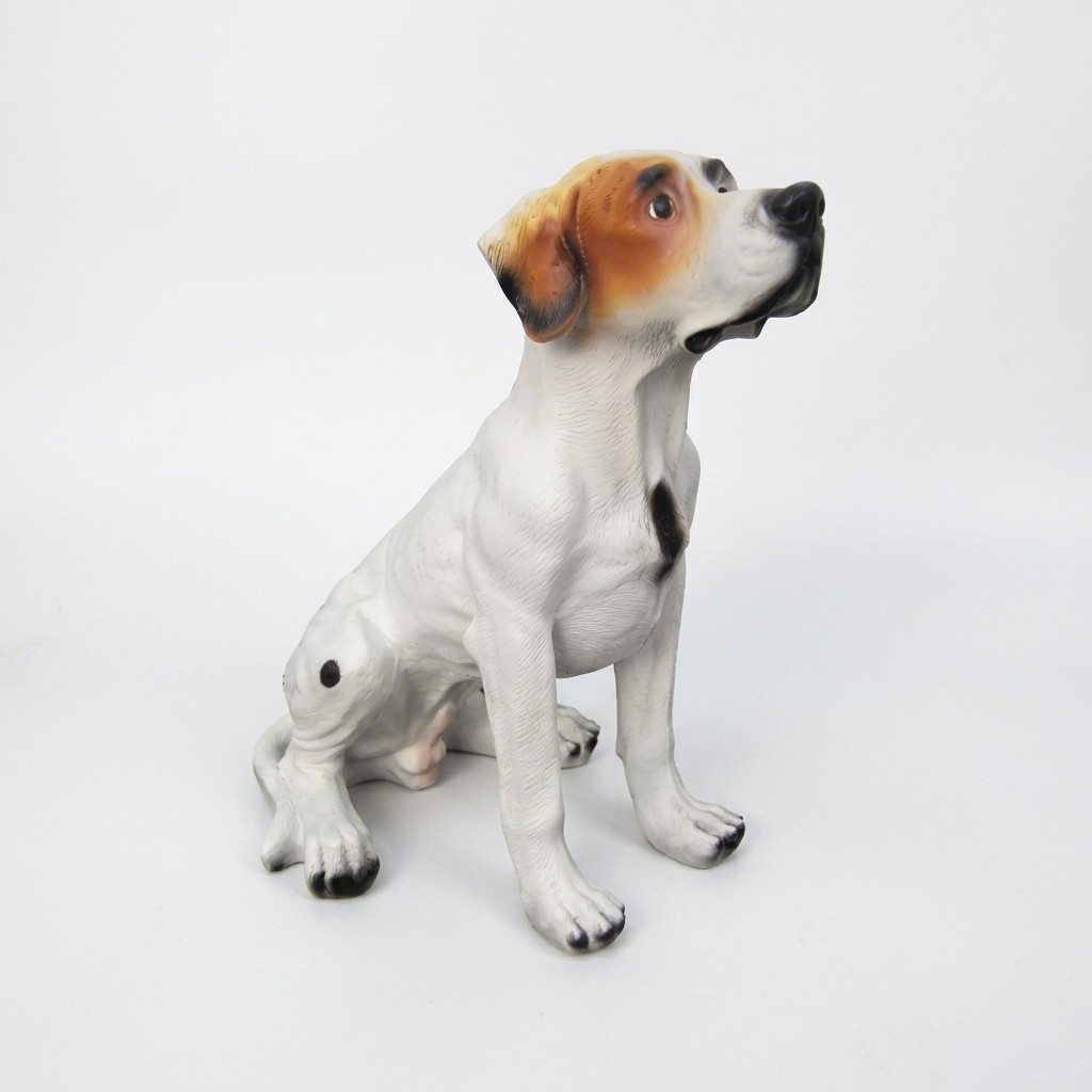 Decorative sculpture designed as a sitting natural colored skinny dog 60cm A276