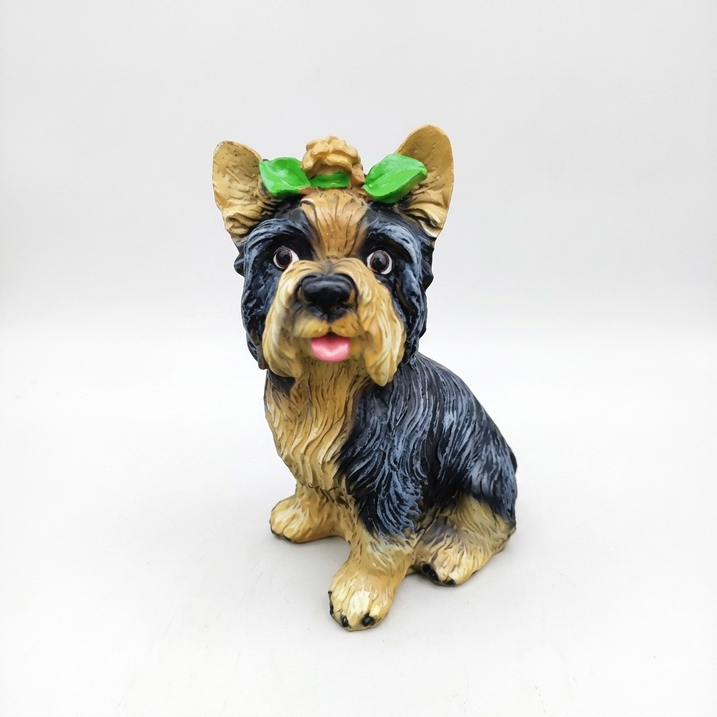 Decorative garden sculpture designed as a natural colored yorkshire terrier 36cm (A324)