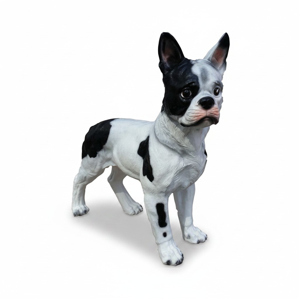 Motley white black colored decorative sculpture designed as standing dog 51cm (A512)