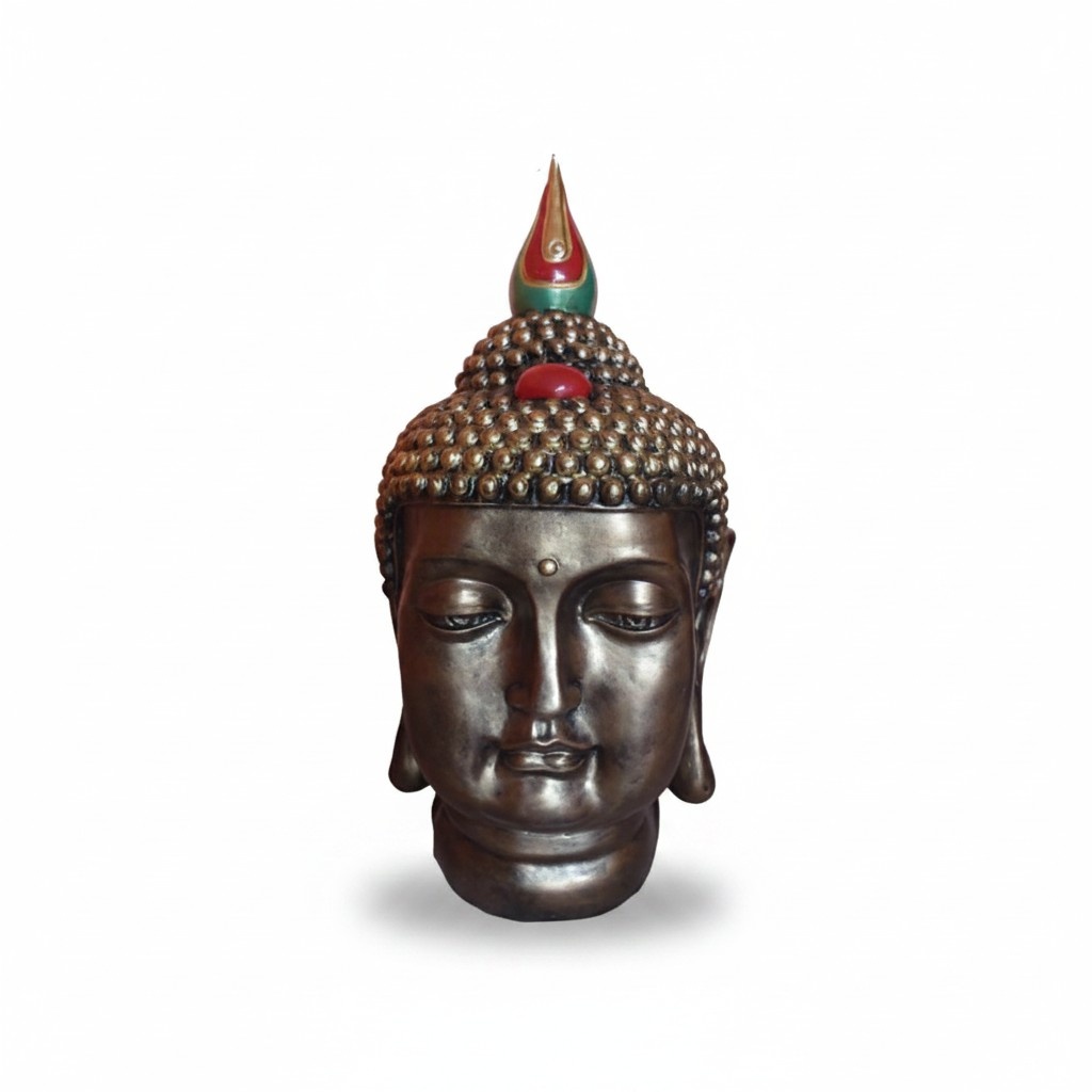 Decorative sculpture designed as Buddha head figure 55 cm height (B63)