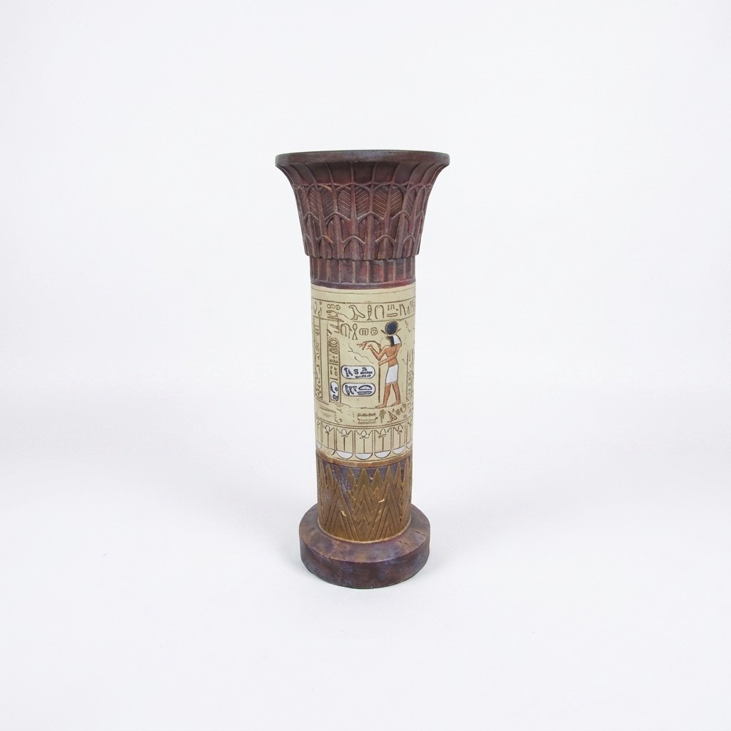 Ancient egyptian column style decorative flower stand with hieroglyphs 73 cm (C60)