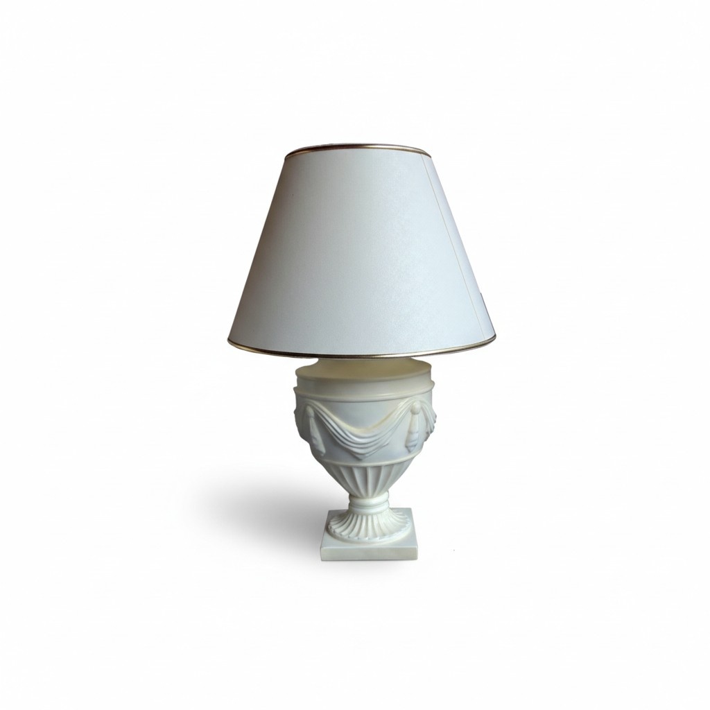 Decorative white colored table lamp designed as antique roman style 44cm L54