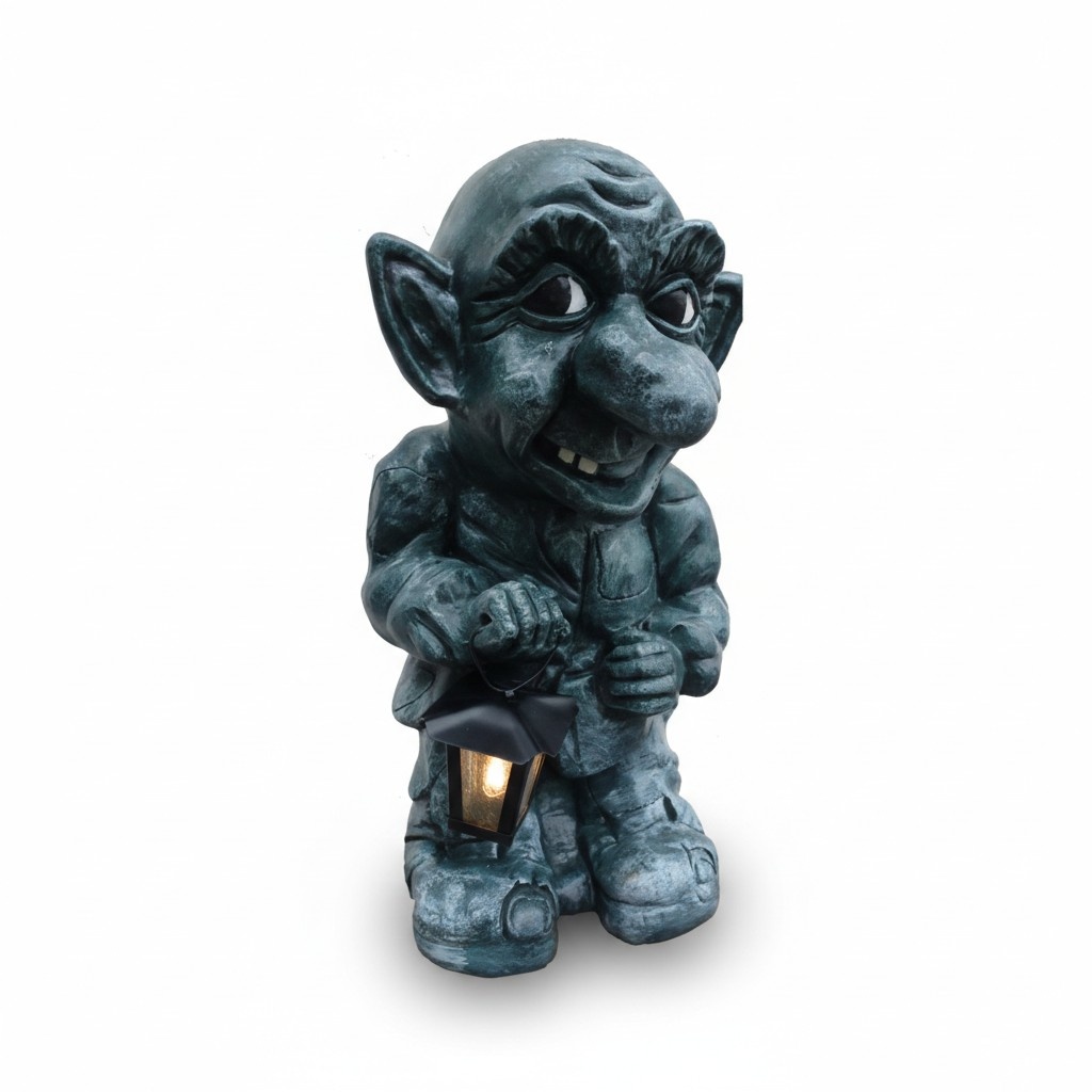 Decorative sculpture designed as a dark grey gobin with a lamp 50cm G5