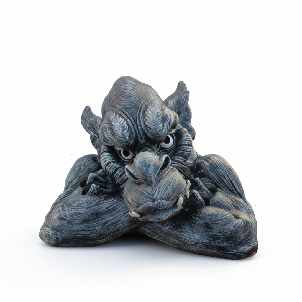 Decorative sculpture designed as a dark grey colored bored goblins body 32x47cm G4