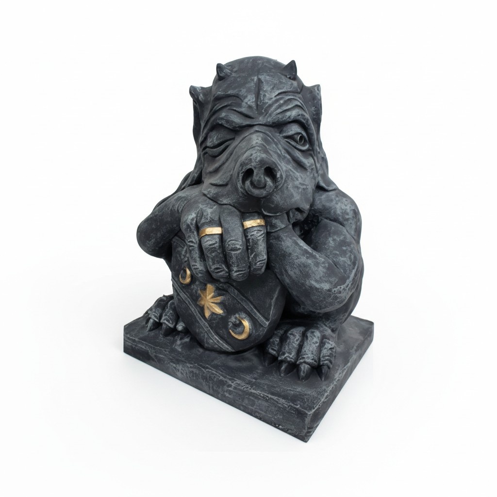 Decorative sculpture designed as a dark grey colored night goblin 50cm