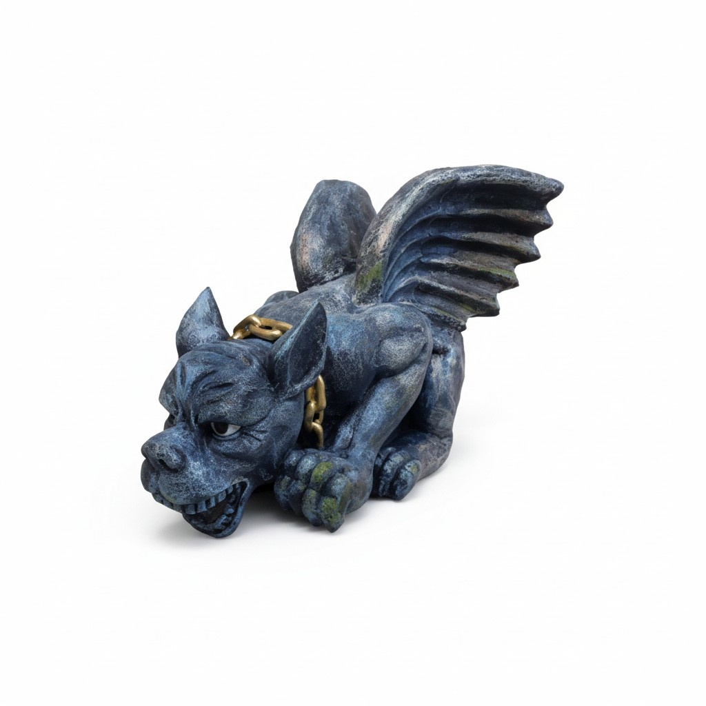 Decorative sculpture designed as a dark grey colored angry dog goblin 40x60cm G21