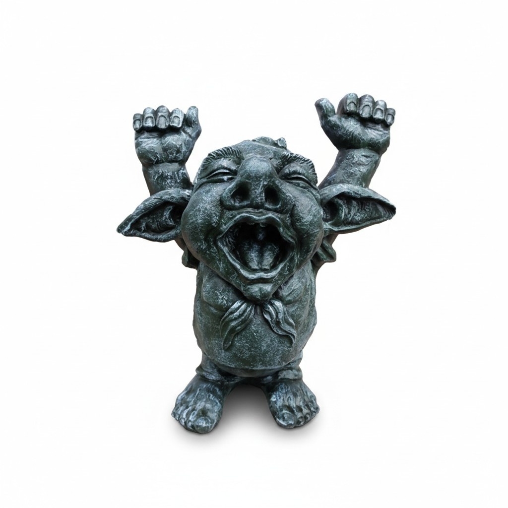Decorative sculpture designed as a dark grey colored yawning goblin 44cm G15