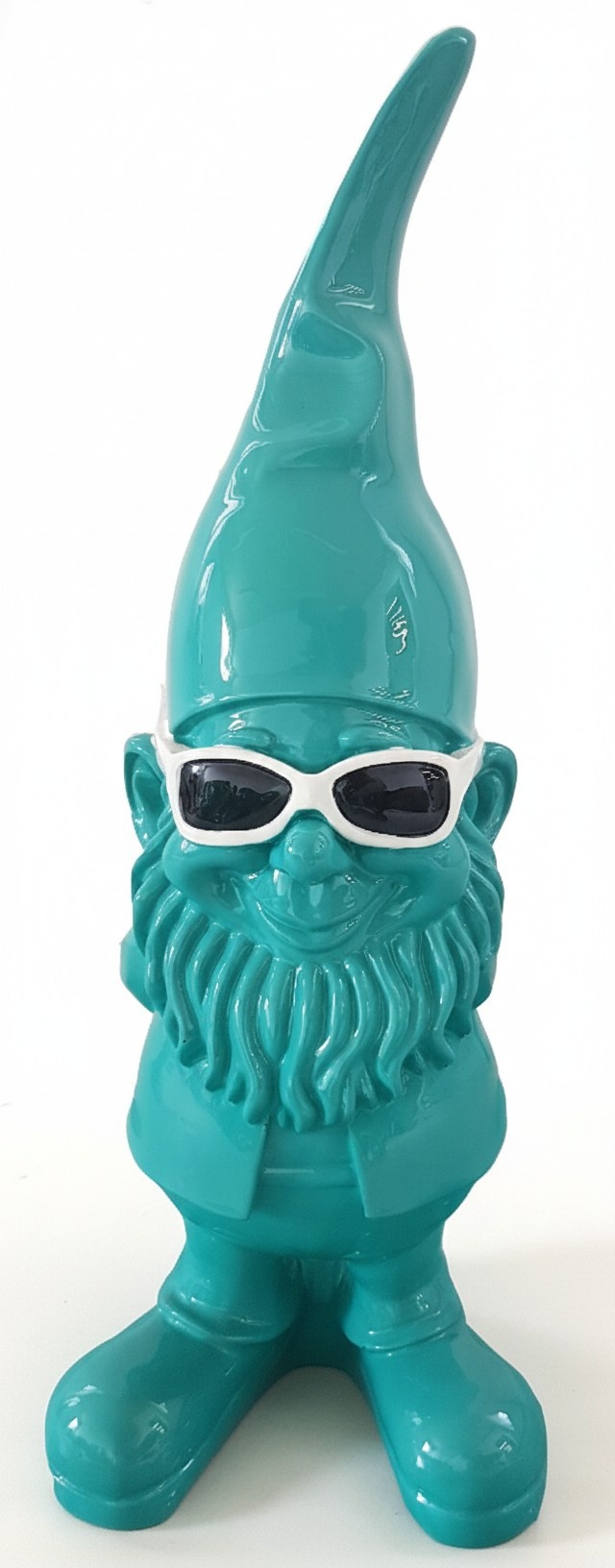 Decorative abstract sculpture designed as a standing blue dwarf with glasses 50cm