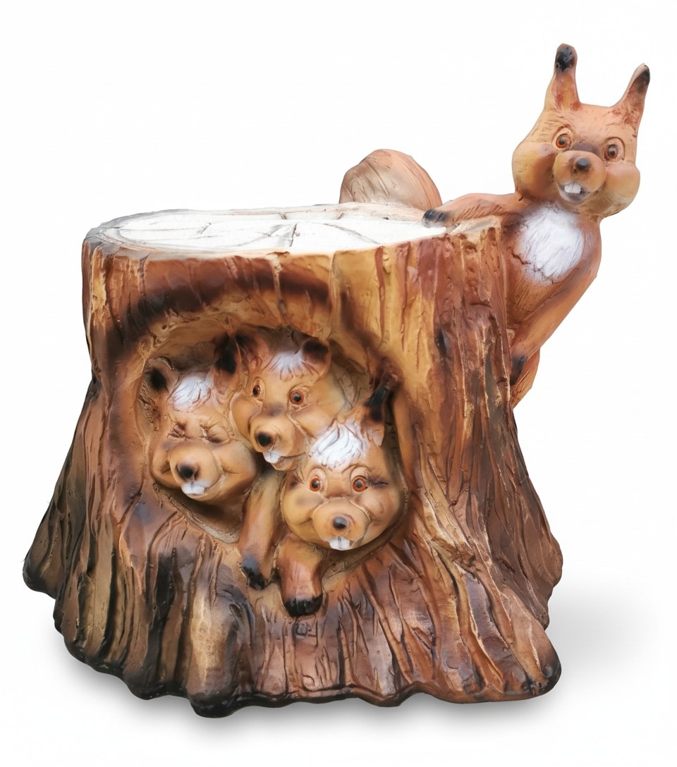 Designed decorative sculpture of squirrels & a stump of wood imitation 35 cm (A246)