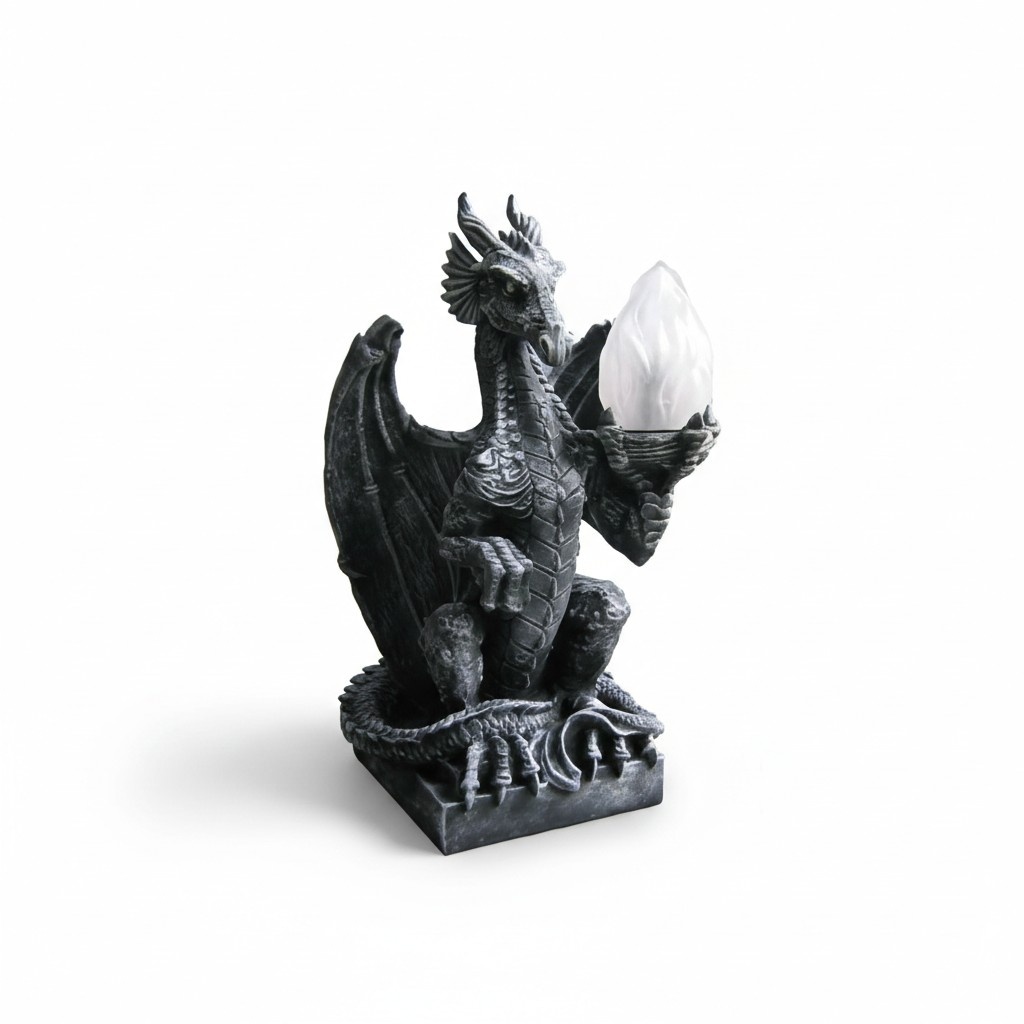 Decorative light sculpture designed as a dragon lamp with a colorful golden decorations 50cm