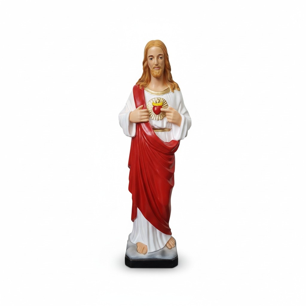 Decorative holy figure designed as standing jesus in white red dress 82cm N94