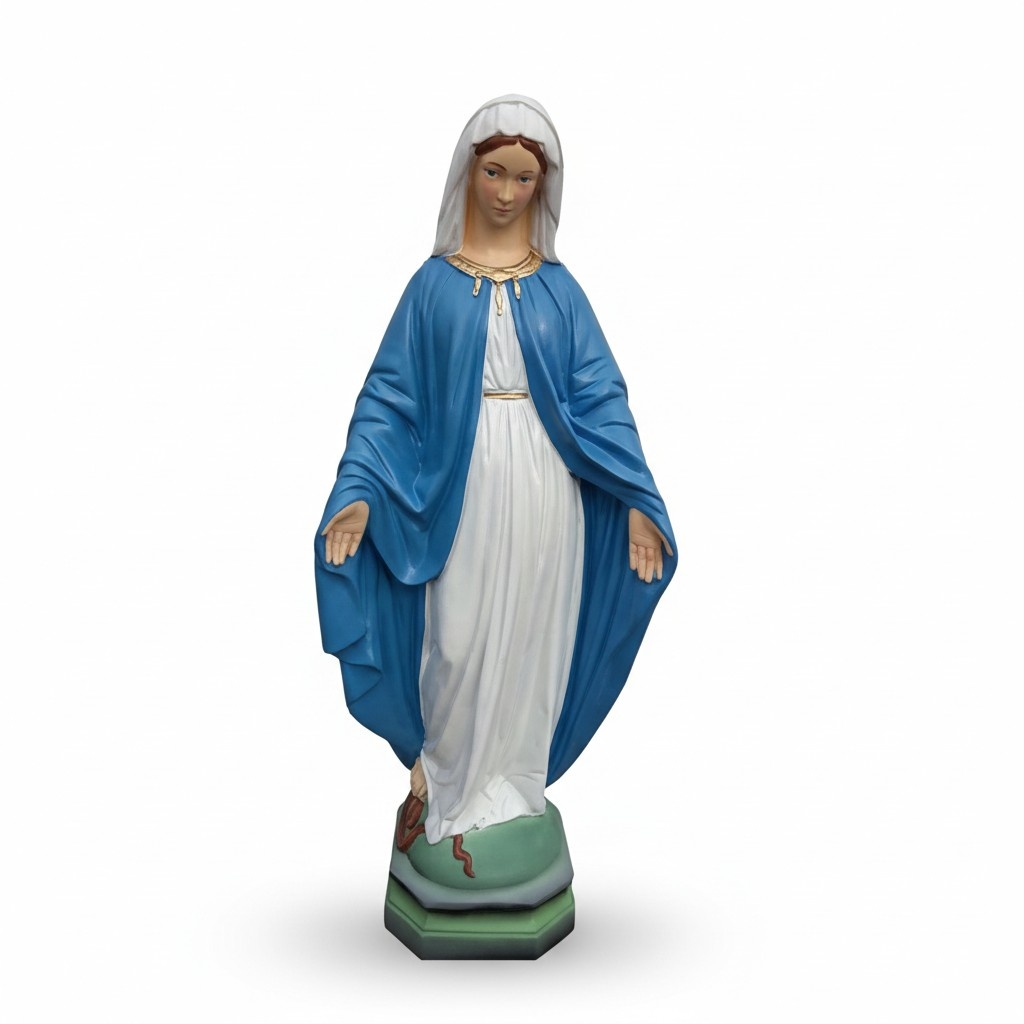 Holy decor figure designed as a standing mother mary in white blue dress 63cm N83