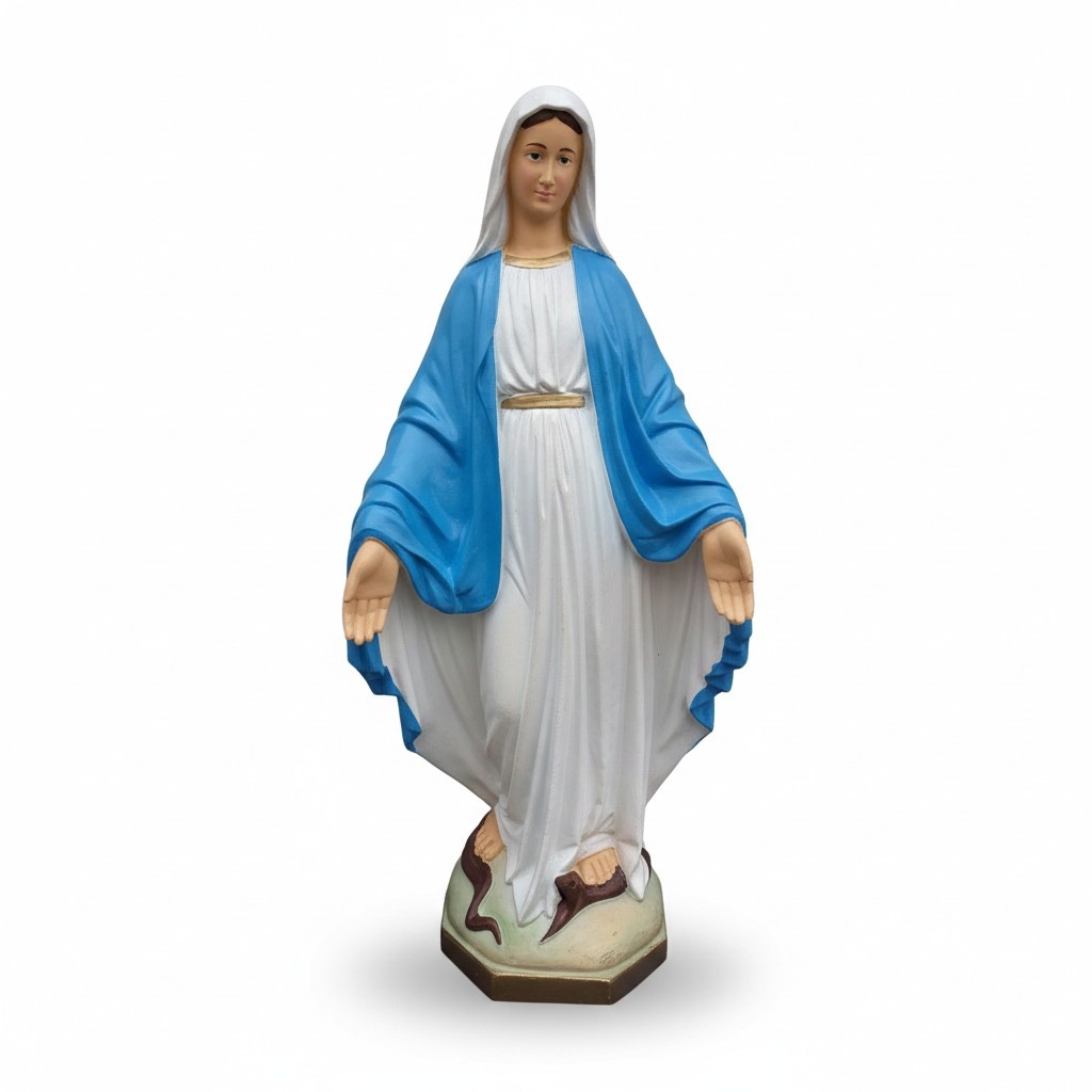 Decorative holy figure designed as a standing mother mary in white blue dress 80cm N77