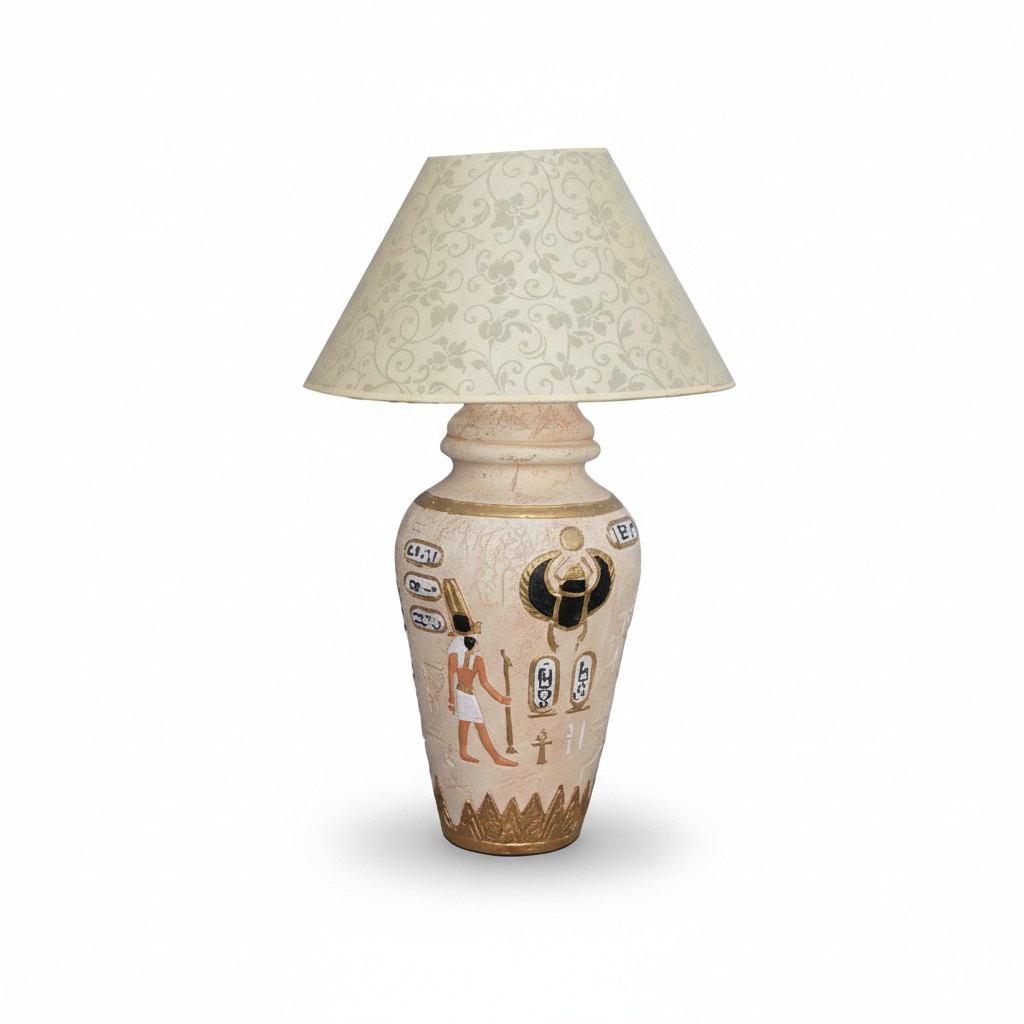 Floor lamp decorated in ancient egyptian vase style with hieroglyphs 52cm L1