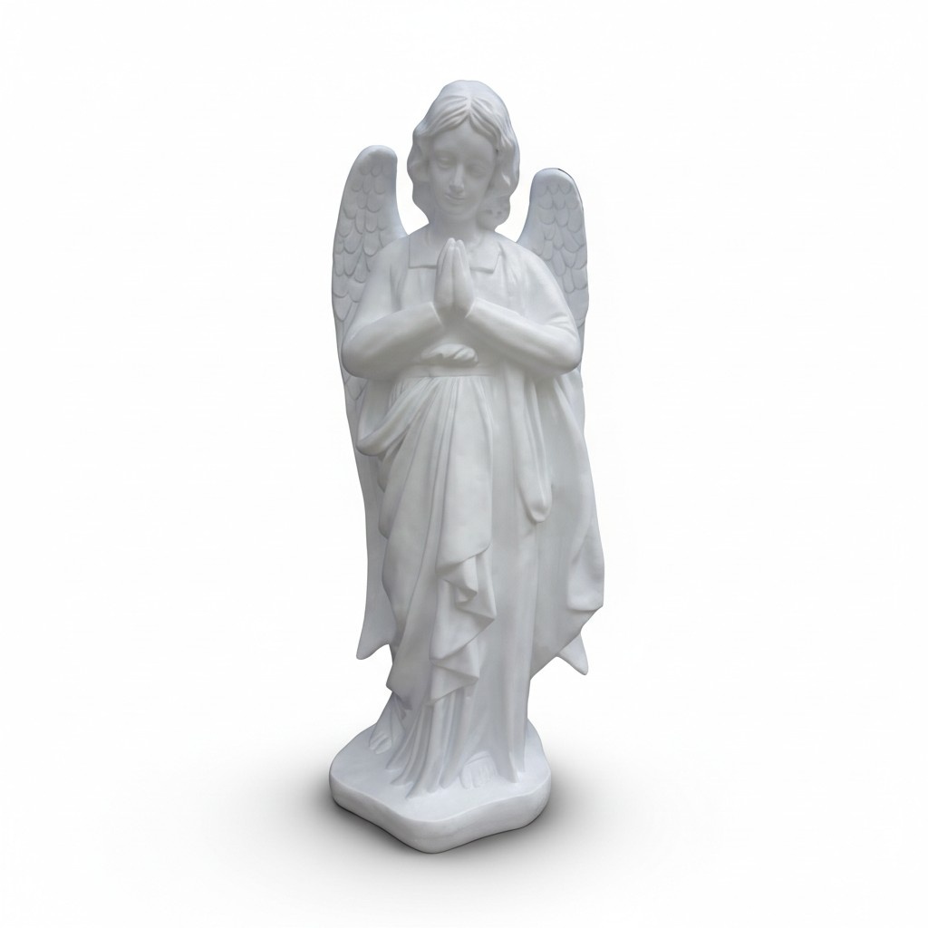 Full white colored decorative sculpture designed as a praying angel 110cm N79