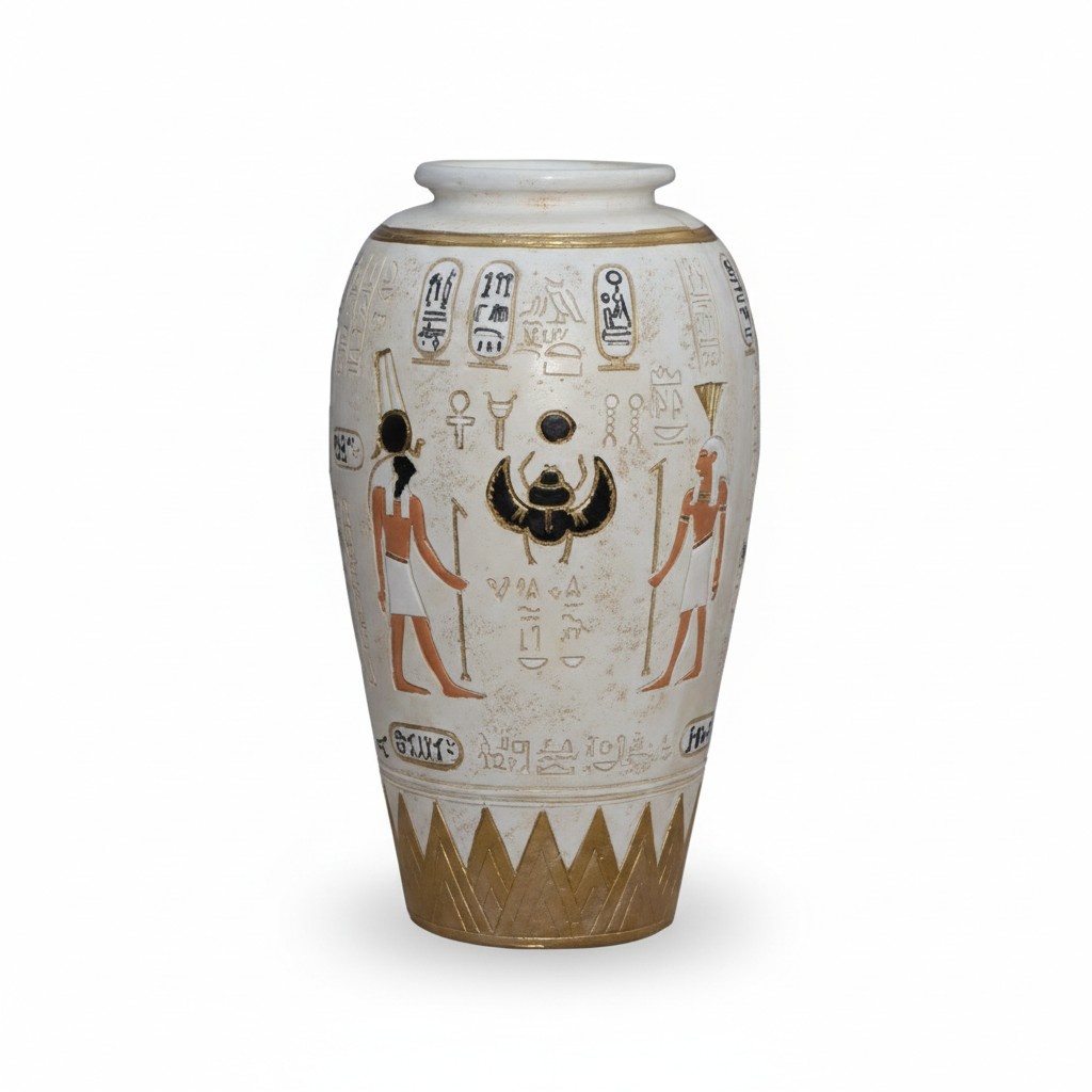 Ancient egyptian style decorative flower vase with hieroglyphs 63cm N12