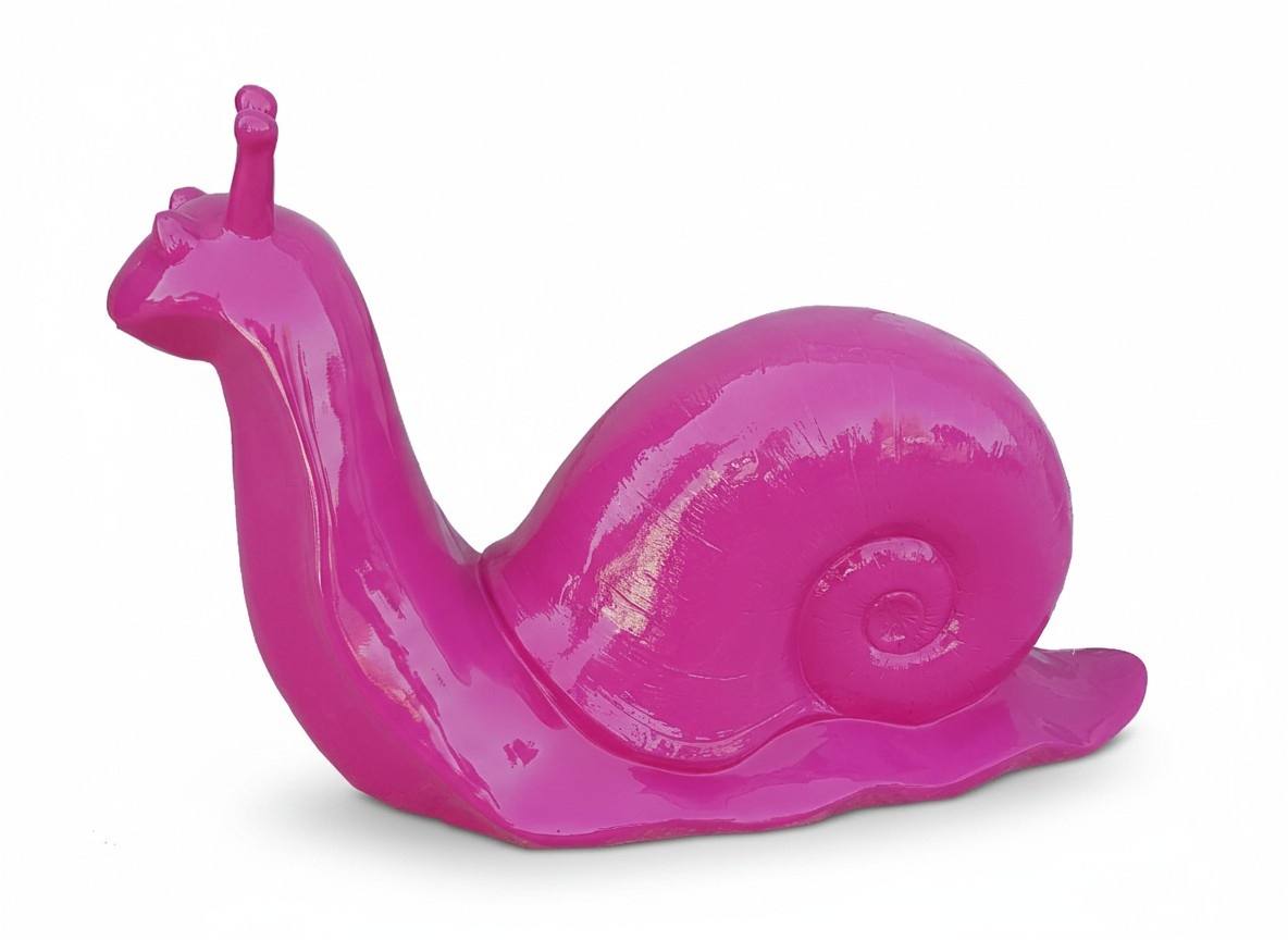 Decorative sculpture designed as a gloss full pink colored snail 50x100cm (A737)